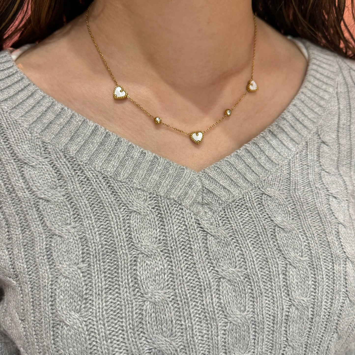 White heart choker necklace