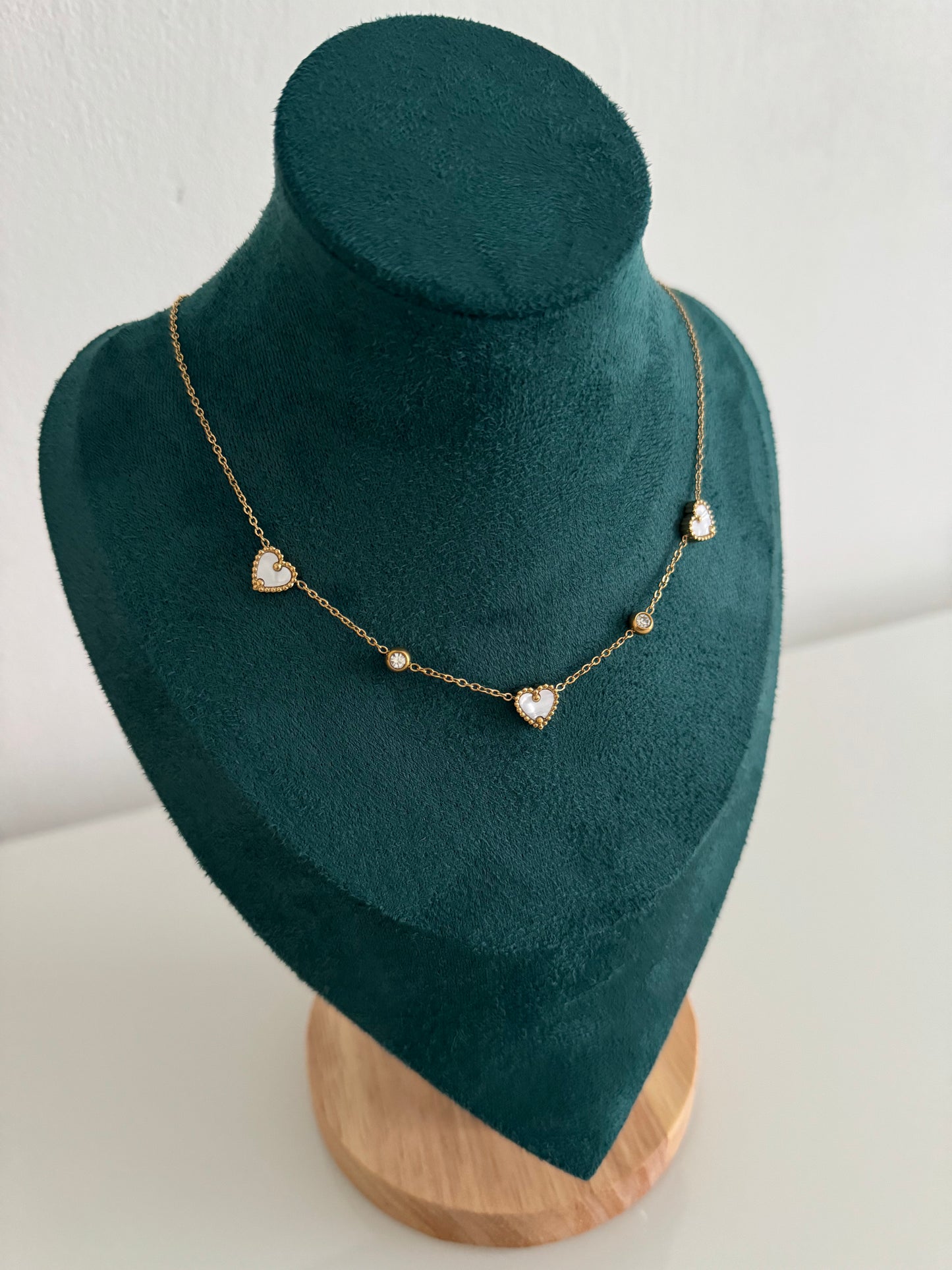 White heart choker necklace