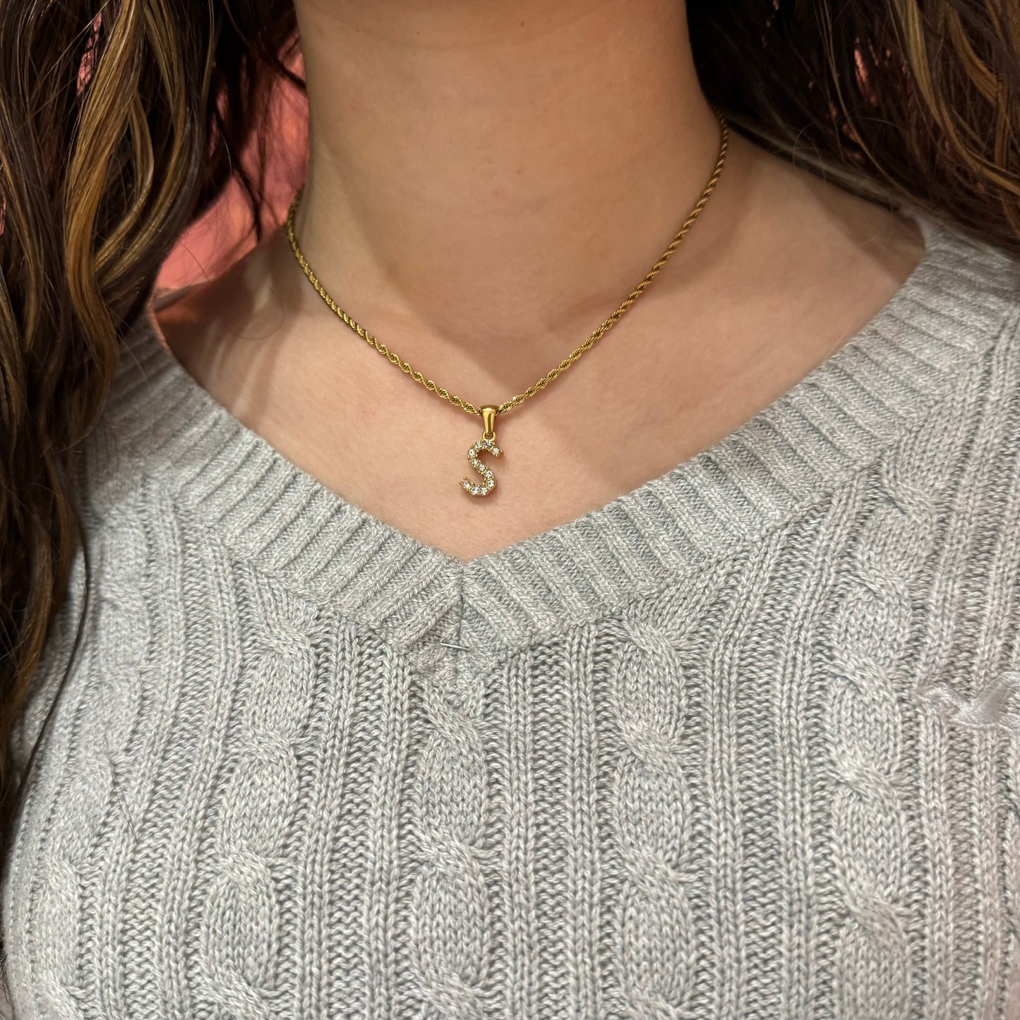 Gold initial chain necklace