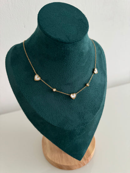 White heart choker necklace