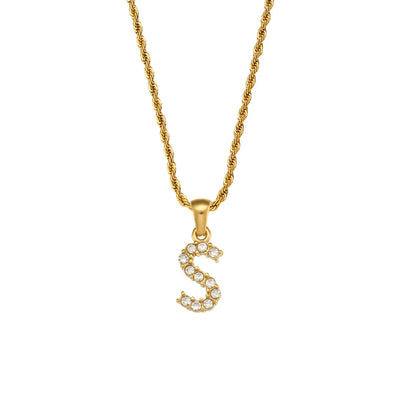 Gold initial chain necklace